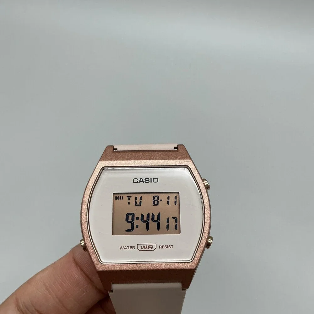 Casio W-204 Womens Watch 35mm White Digital Dial Pink Strap Backlight